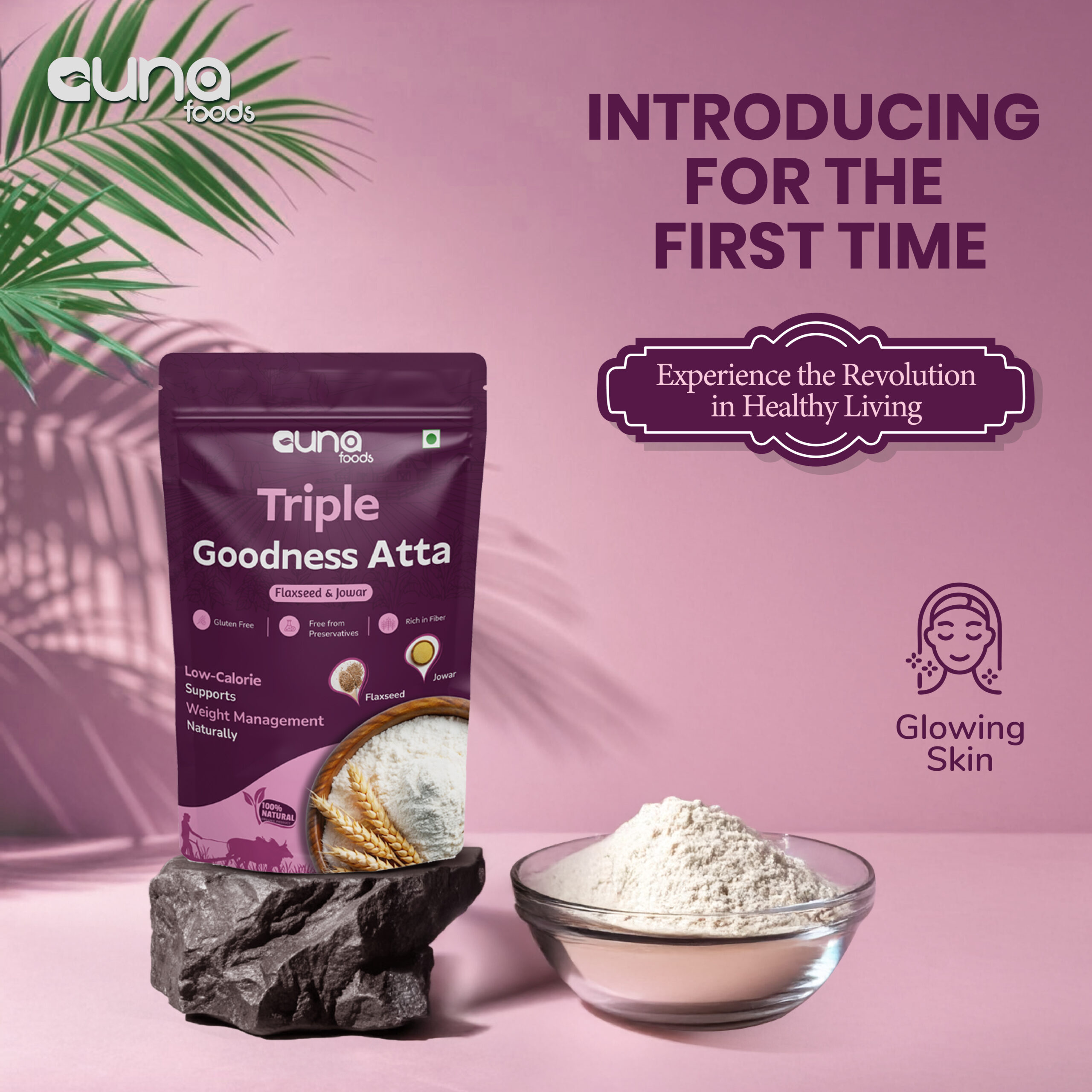 Guna Foods Triple Goodness Atta – Flaxseed & Jowar Blend | Healthy Wheat Flour | No Artificial Preservatives | Daily Nutrition Atta || 8939136153750