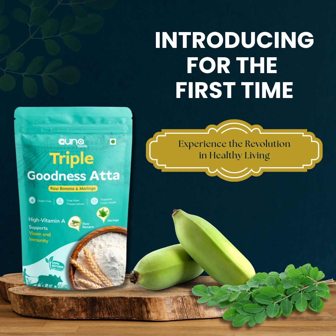 Guna Foods Triple Goodness Atta - Raw Banana & Moringa Blend || 8939136154368
