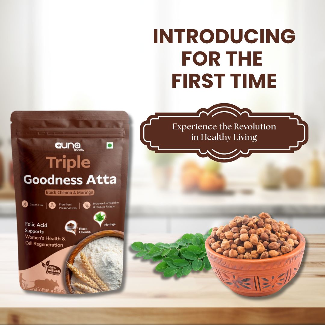 Guna Foods Triple Goodness Atta - Black Chenna & Moringa Blend || 8939136154436