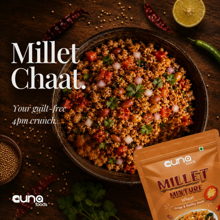 Millet chaat made with Guna Millet Mixture — a guilt-free crunchy snack